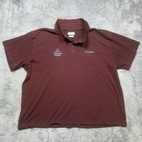 Columbia Utilizer Polo Shirt Mens 2XL Maroon Short Sleeve Omni-Shade Logo *SHORT - Picture 1 of 10